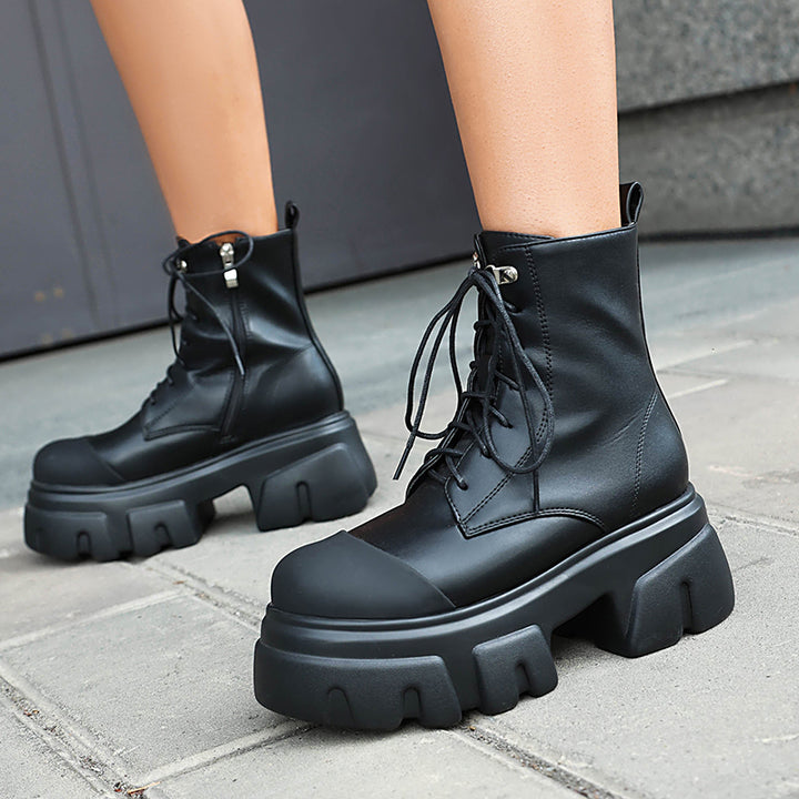Women's thick platform 2-tone combat boots