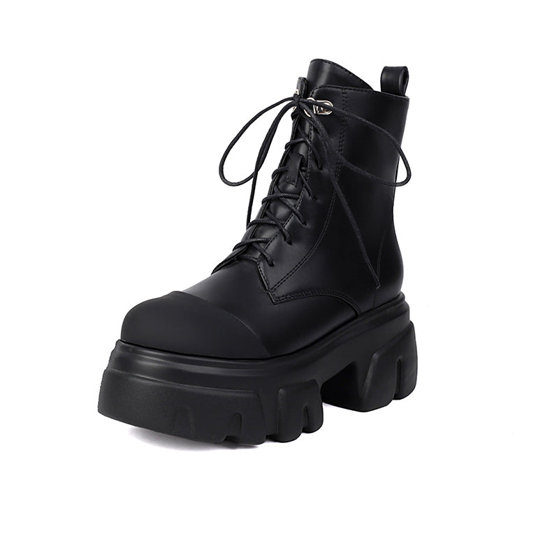 black Women's thick platform 2-tone combat boots