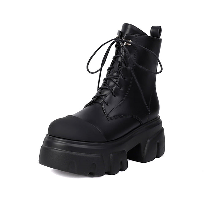 black Women's thick platform 2-tone combat boots