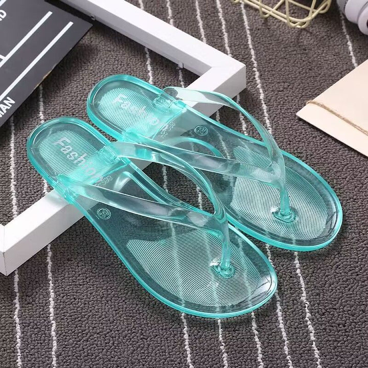 Women's transparent jelly flip flops | Clip toe beach sandals
