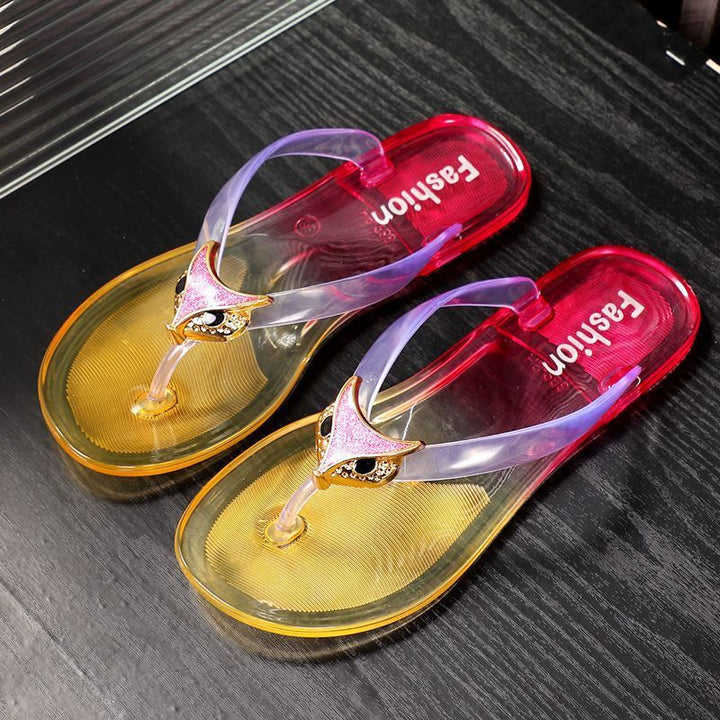 Women's transparent jelly flip flops | Clip toe beach sandals