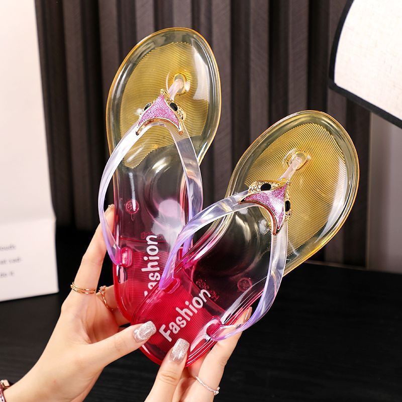 Women's transparent jelly flip flops | Clip toe beach sandals