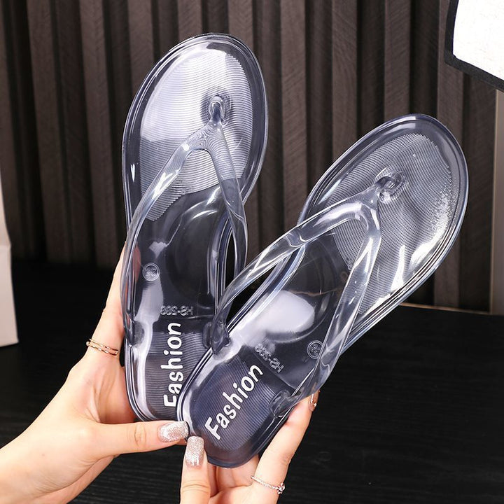 Women's transparent jelly flip flops | Clip toe beach sandals