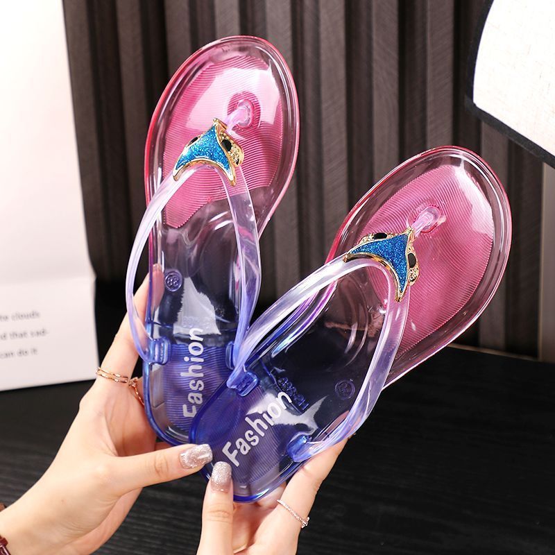 Women's transparent jelly flip flops | Clip toe beach sandals