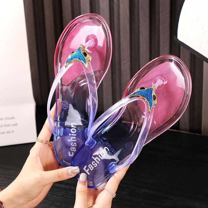 Women's transparent jelly flip flops | Clip toe beach sandals