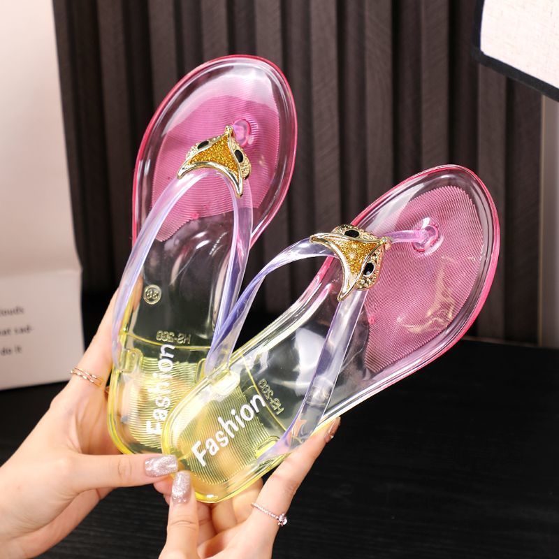 Women's transparent jelly flip flops | Clip toe beach sandals