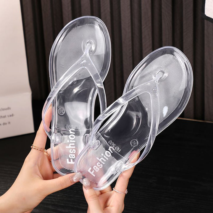 Women's transparent jelly flip flops | Clip toe beach sandals