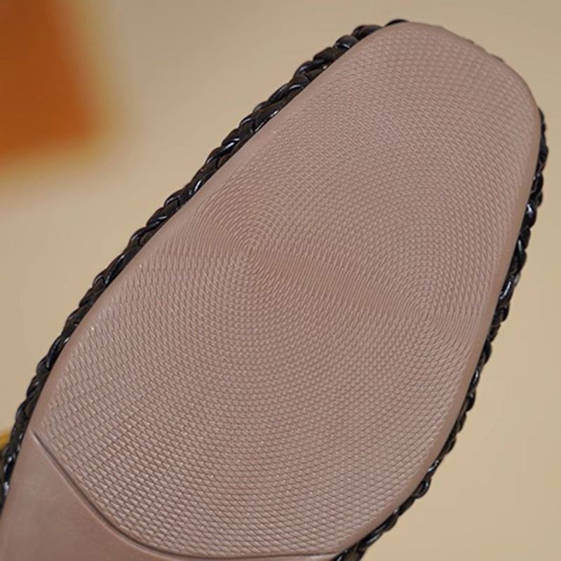 black Women's vintage woven hollow out mary jane shoes