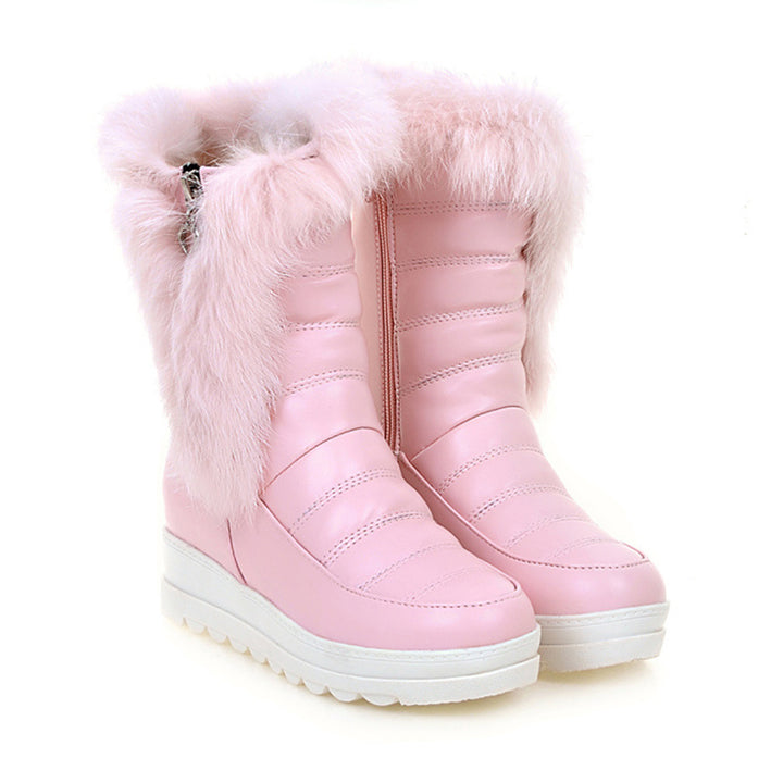 pink black Women's wedge heels platform snow boots non-slip