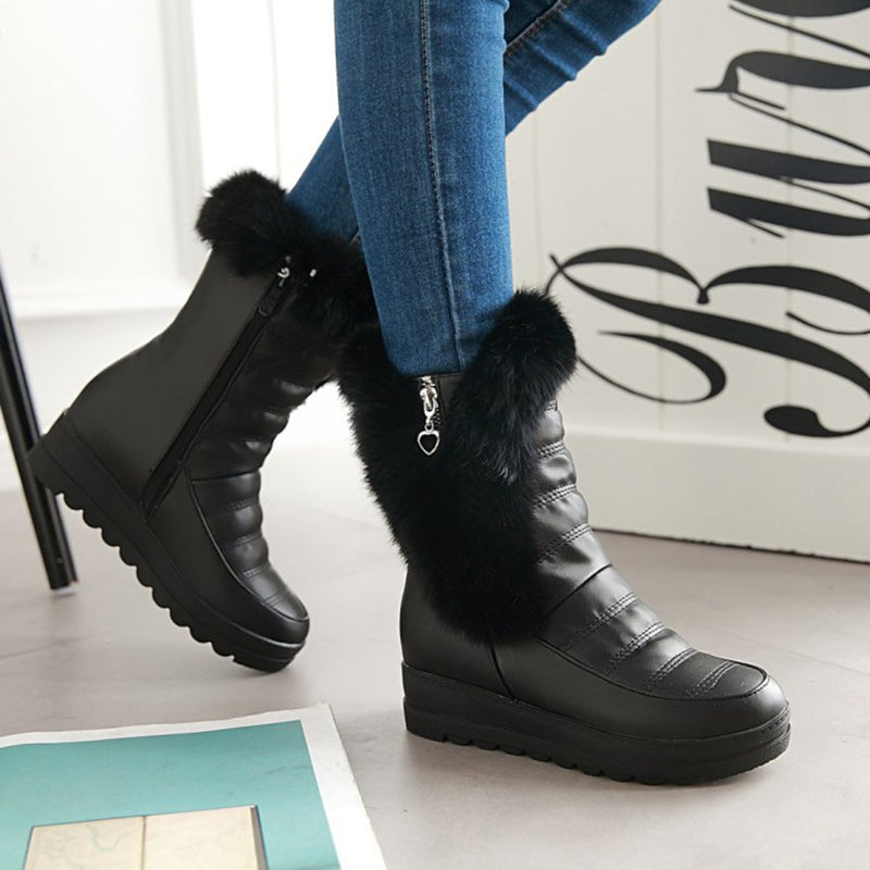 Women's wedge heels platform snow boots non-slip