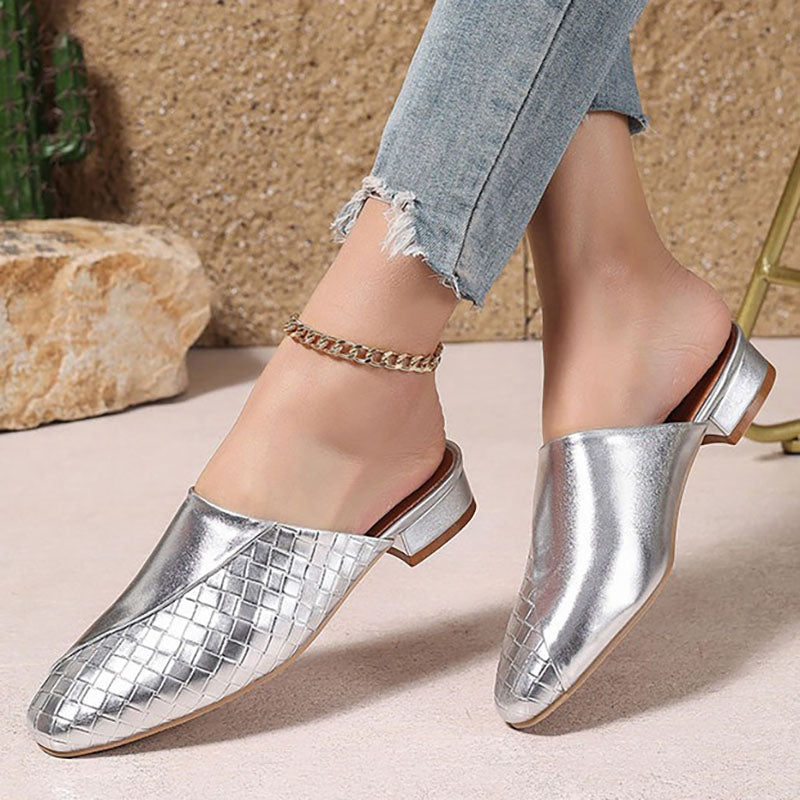 Elegant Woven Mule Sandals for Women - Chic Closed-Toe Slip-On Style for Summer Outings
