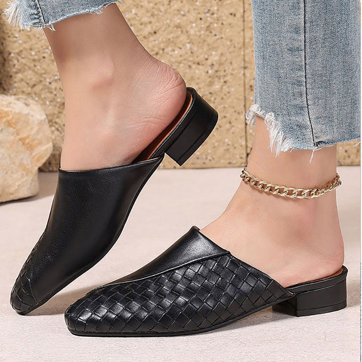 Elegant Woven Mule Sandals for Women - Chic Closed-Toe Slip-On Style for Summer Outings