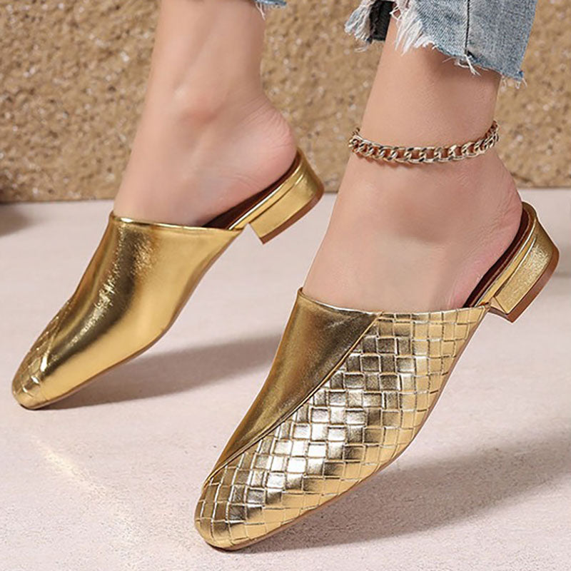 Elegant Woven Mule Sandals for Women - Chic Closed-Toe Slip-On Style for Summer Outings