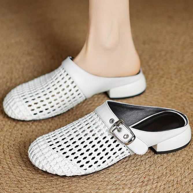 Women's woven leather mules