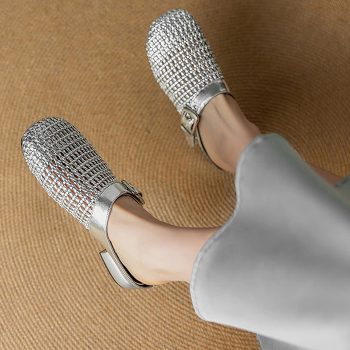 Women's woven leather mules