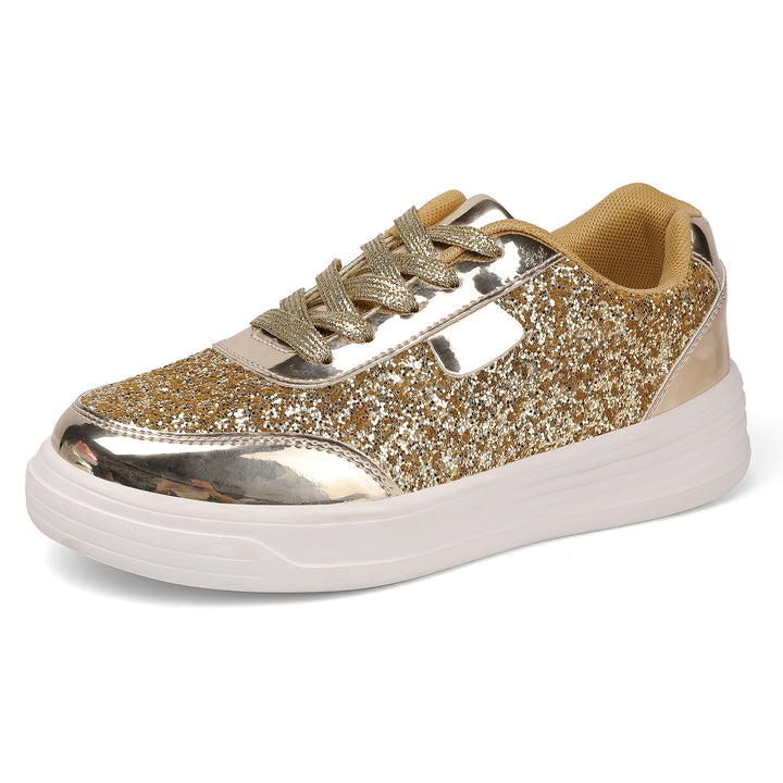 Women’s Glitter Platform Sneakers – Lace-Up Sparkle Style for Festival Looks