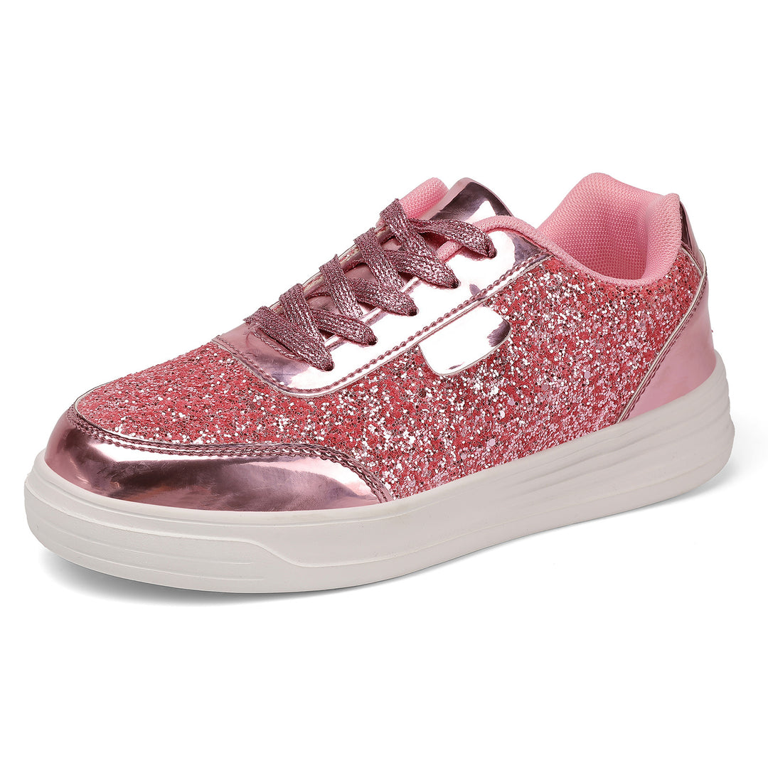 Women’s Glitter Platform Sneakers – Lace-Up Sparkle Style for Festival Looks