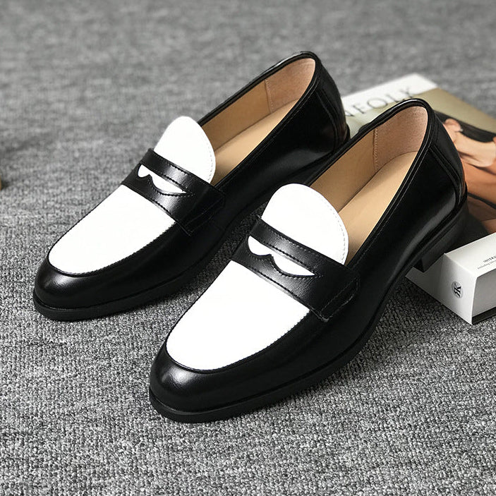 Men's brown and white 2 tones penny loafers