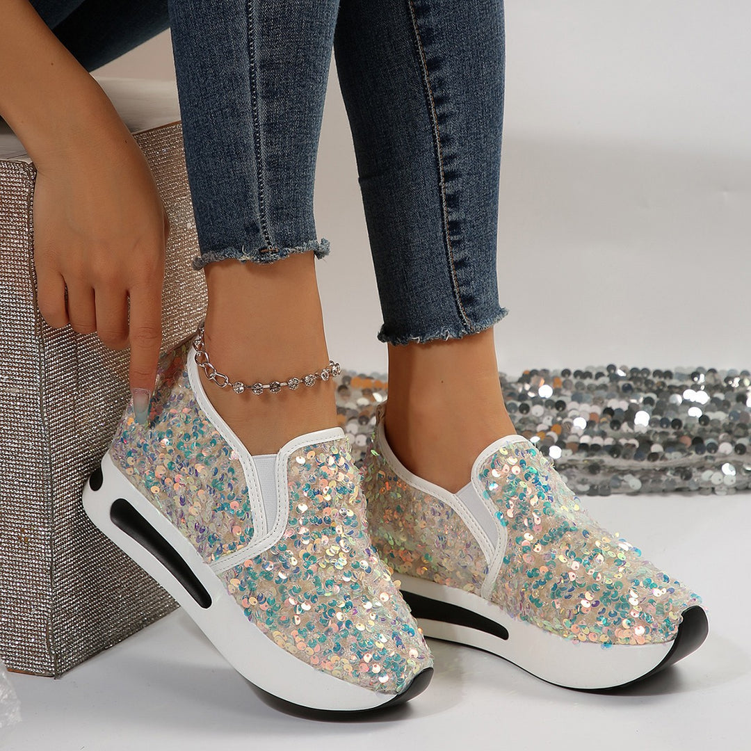 Women’s Sequin Slip-On Sneakers – Sparkle Platform Style for Party Looks