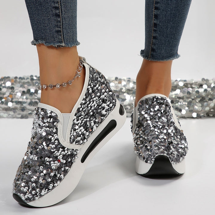 Women’s Sequin Slip-On Sneakers – Sparkle Platform Style for Party Looks