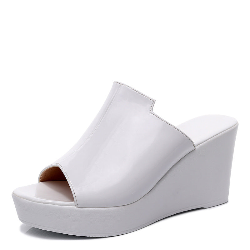 Women’s Peep Toe Platform Wedge Mules – Slip-On Style with Two Heel Heights