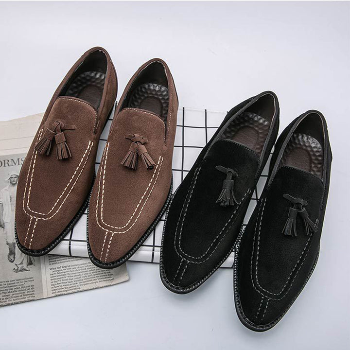 Men’s Faux Suede Tassel Loafers – Smart Casual Slip-On Shoes