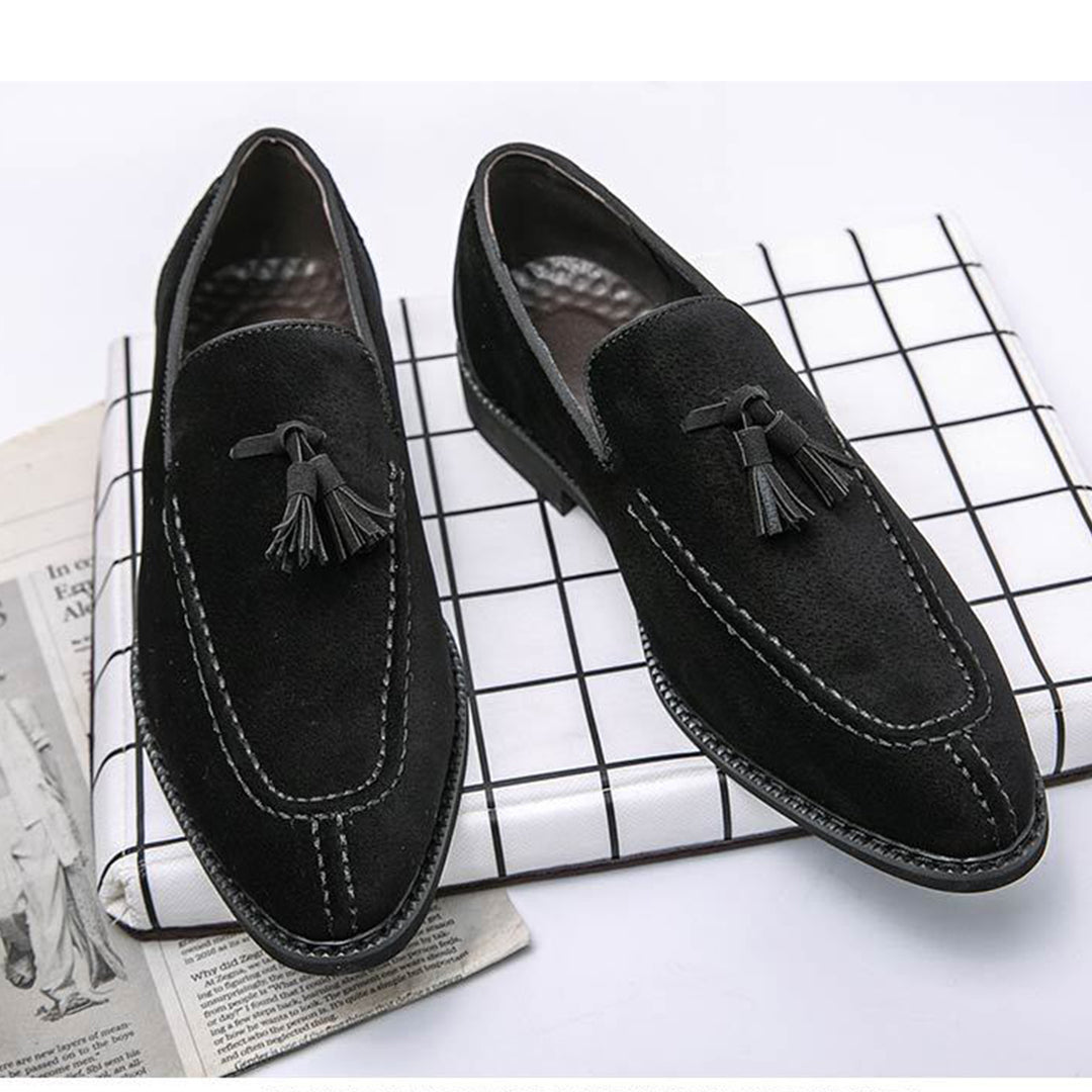 Men’s Faux Suede Tassel Loafers – Smart Casual Slip-On Shoes