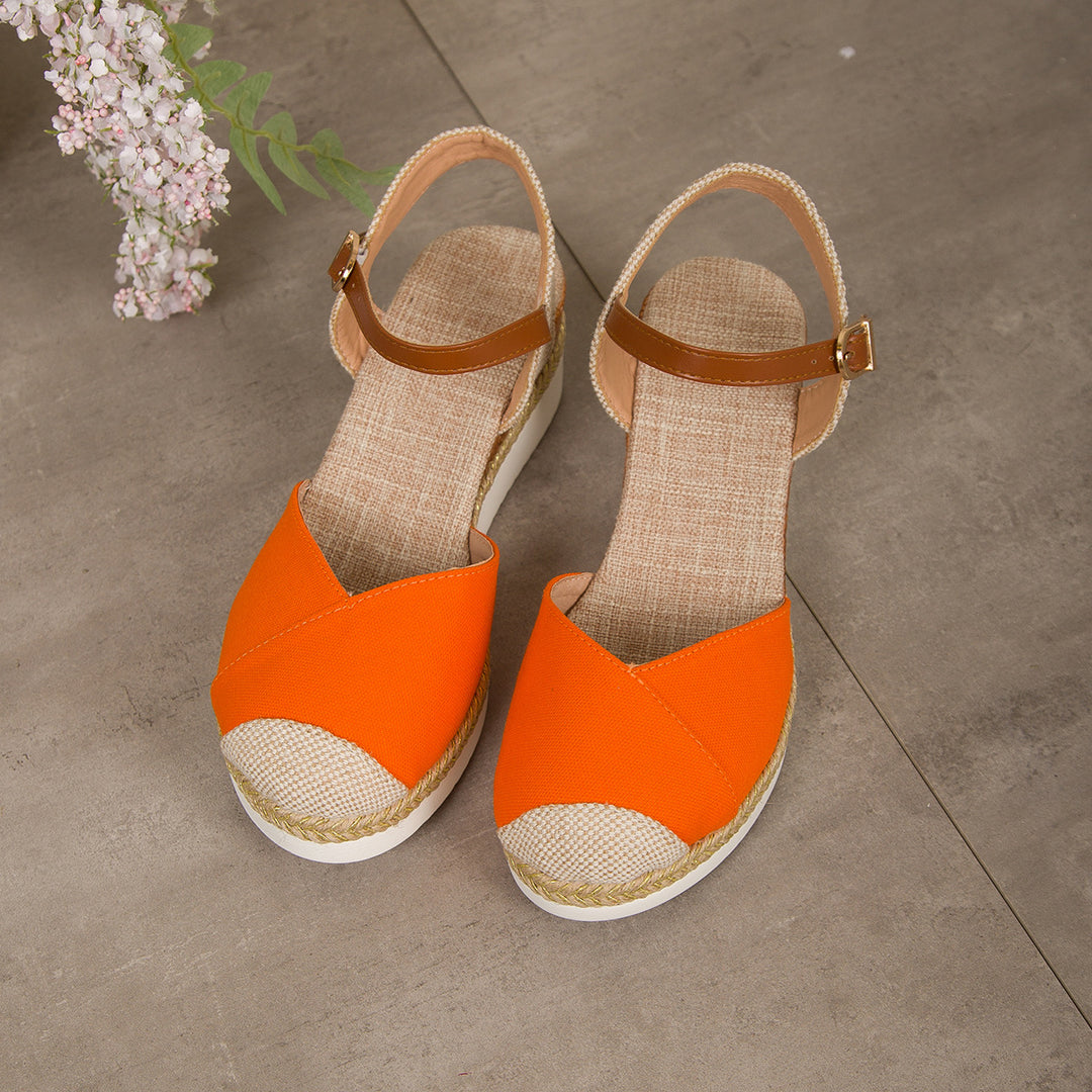 Women’s Closed Toe Espadrille Wedge Sandals – Buckle Ankle Strap Style