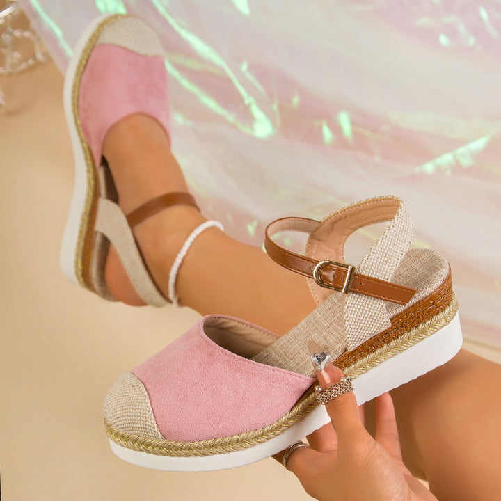 Women’s Closed Toe Espadrille Wedge Sandals – Buckle Ankle Strap Style