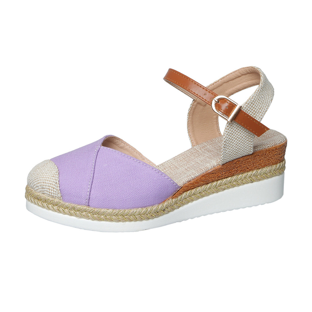 Women’s Closed Toe Espadrille Wedge Sandals – Buckle Ankle Strap Style
