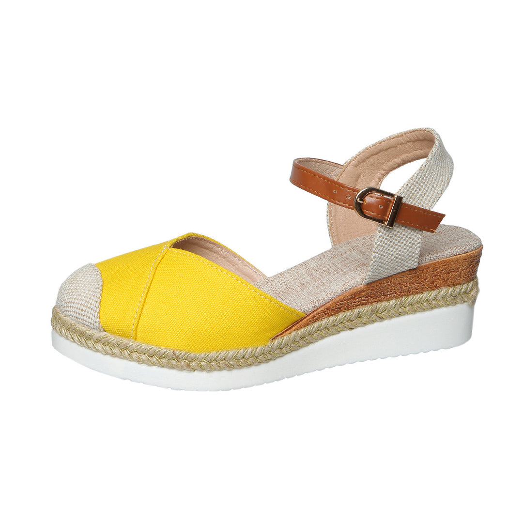 Women’s Closed Toe Espadrille Wedge Sandals – Buckle Ankle Strap Style