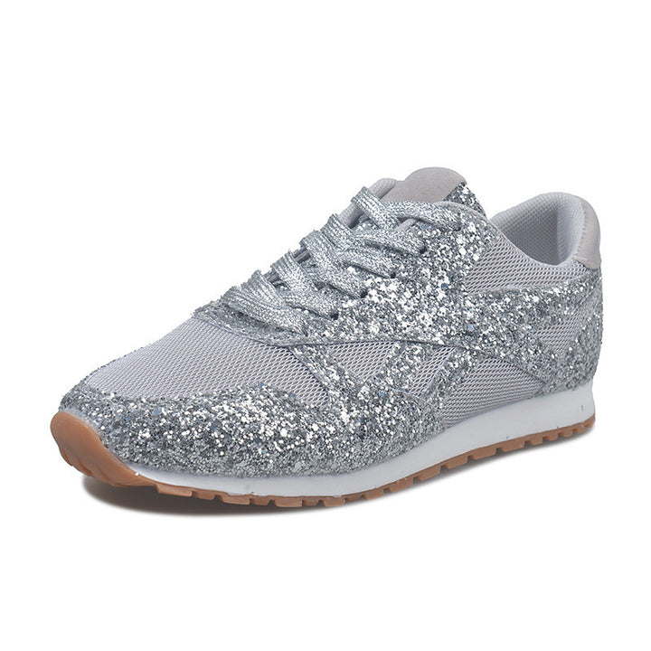 Women Glitter Rhinestone Shiny Crystal Platform Comfy Sneakers