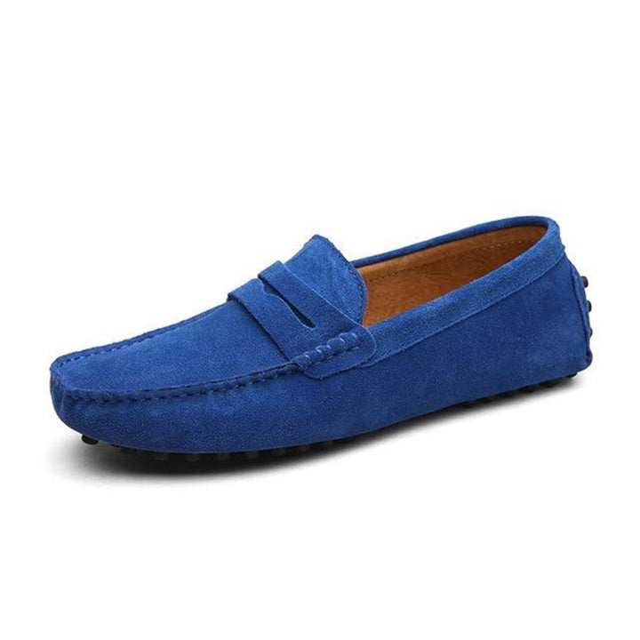 Men's suede penny loafers soft casual driving shoes daily slip on flats