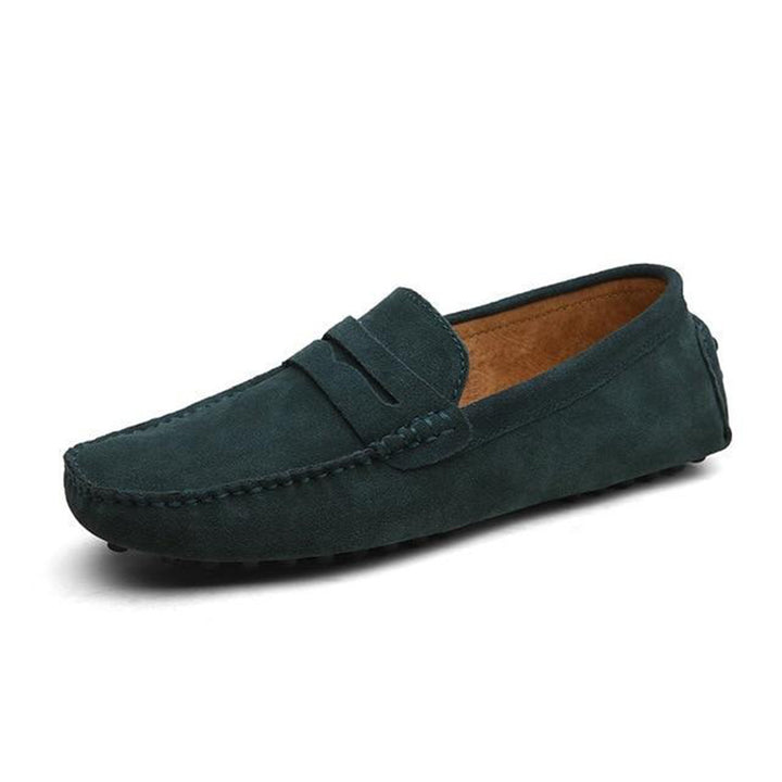 Men's suede penny loafers soft casual driving shoes daily slip on flats