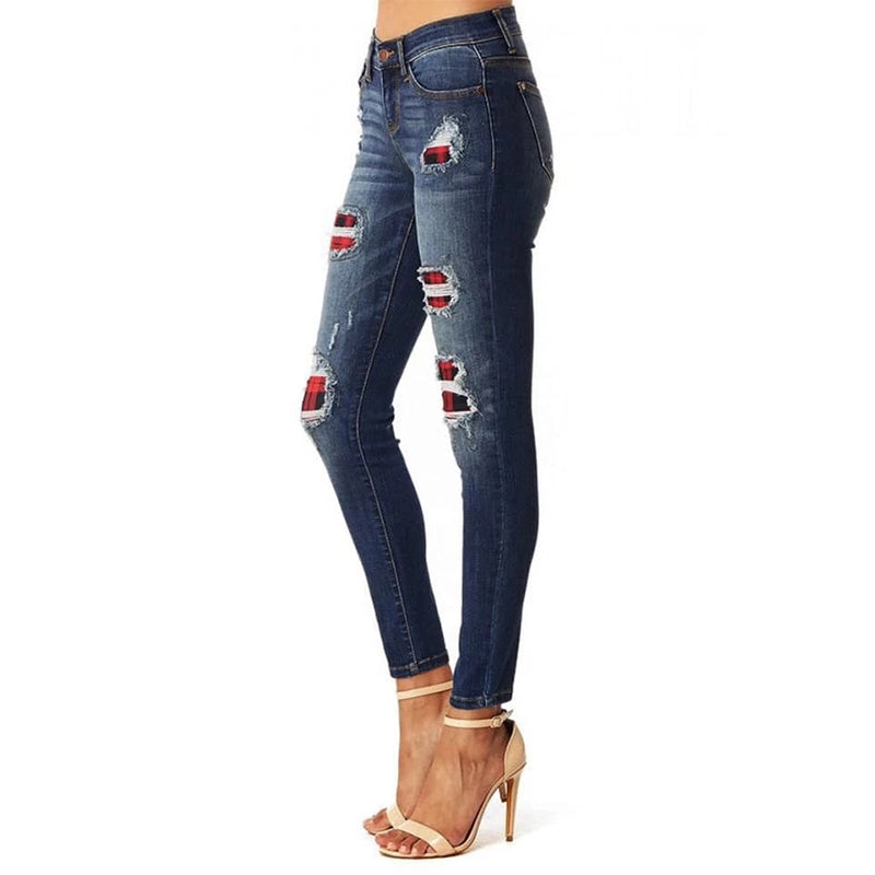 Women's distressed ripped skinny jeans