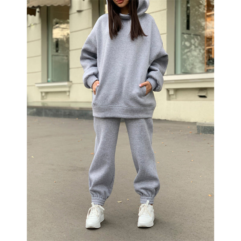 Women's fall winter 2 pieces sweatsuits solid color hoodie & sweatpants winter outfits