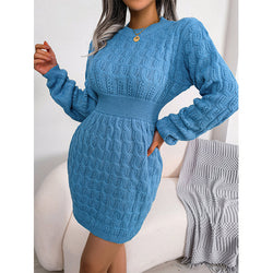 Women's cable knit bodycon mini sweater dress sexy slimming sweater dress