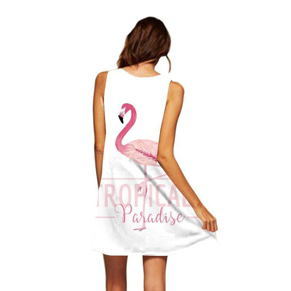 Flamingo Floral Print Beach Boho Dress - fashionshoeshouse