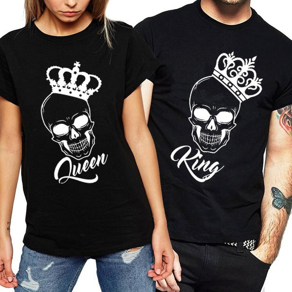 Queen And King Couples Crown Printed Tops - fashionshoeshouse