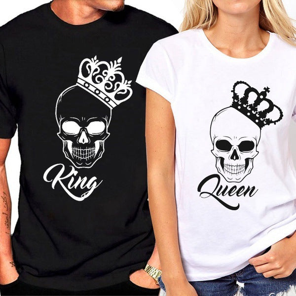 Queen And King Couples Crown Printed Tops - fashionshoeshouse