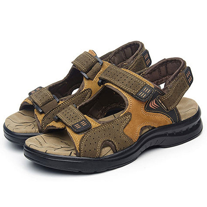 Men Casual Leather Suede Buckle Hiking Sandals - fashionshoeshouse