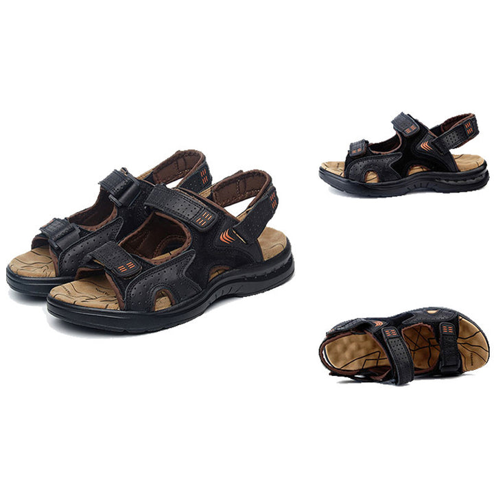 Men Casual Leather Suede Buckle Hiking Sandals - fashionshoeshouse