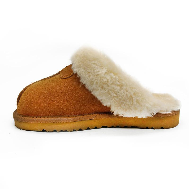 Women's winter faux fur lining closed toe slippers