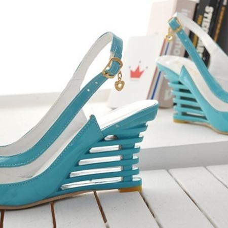 Women's elegant peep toe wedge slingback sandals