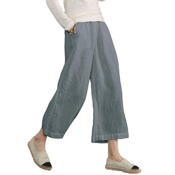 Casual Plain Shift Linen Pants Women - fashionshoeshouse
