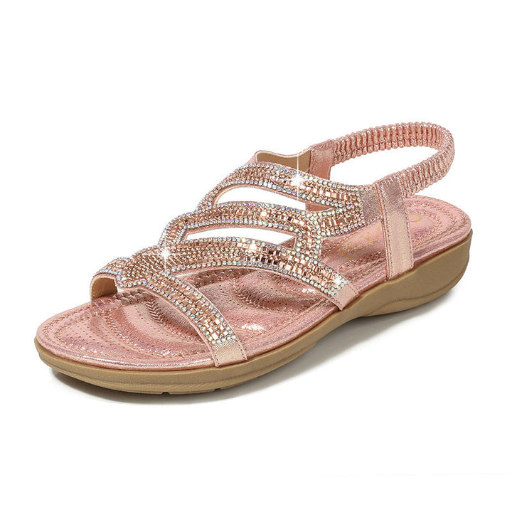 Women's sparkly gladiator sandals Bohemia rhinestone bling sandals Cute beach sandals open toe