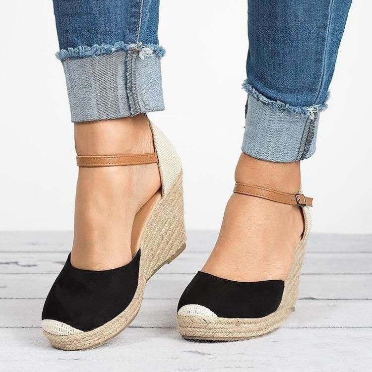 Lady's espadrille wedge heel closed toe sandals summer fashion wedges