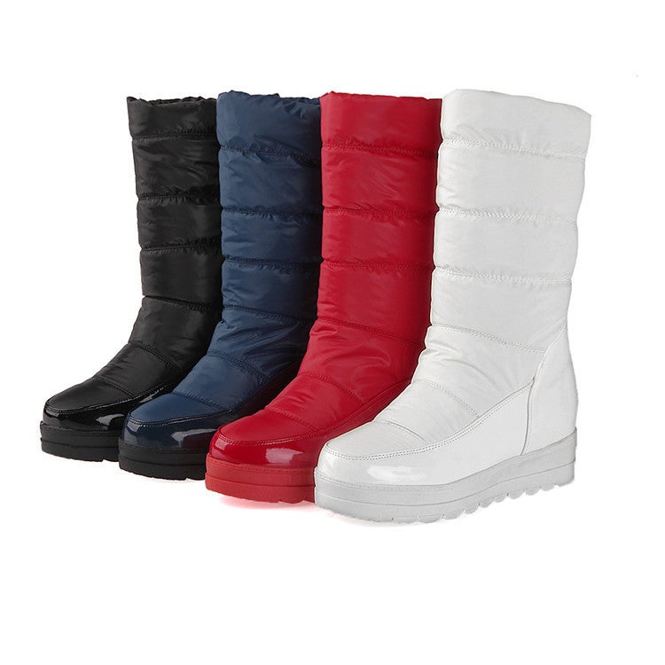 Winter warm down cloth mid calf boots | Inner wedge snow boots for women