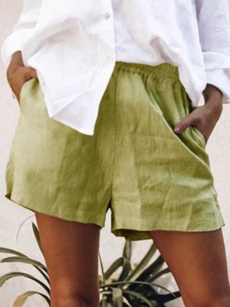Summer Casual Plain Pocket Short Pants For Women - fashionshoeshouse