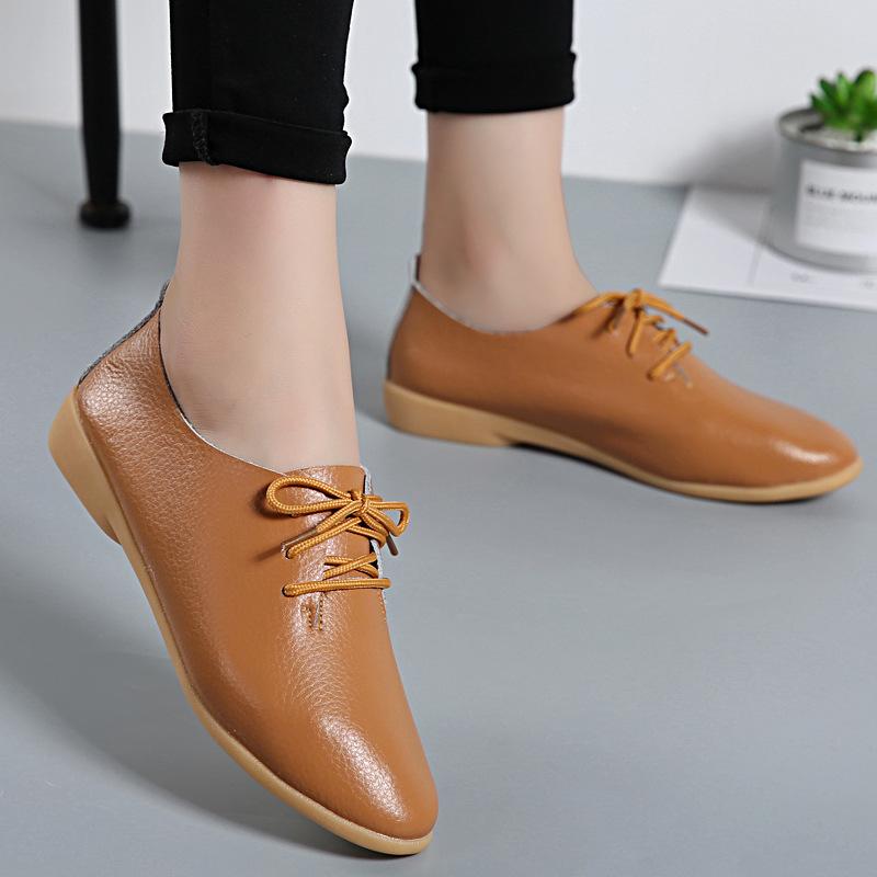 Women's flat front lace loafers shoes casual driving shoes